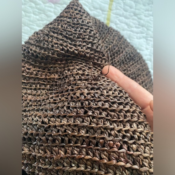 Helen Kaminski Australia 100% raffia Brown Sling woven bucket bag single strap - Picture 9 of 9